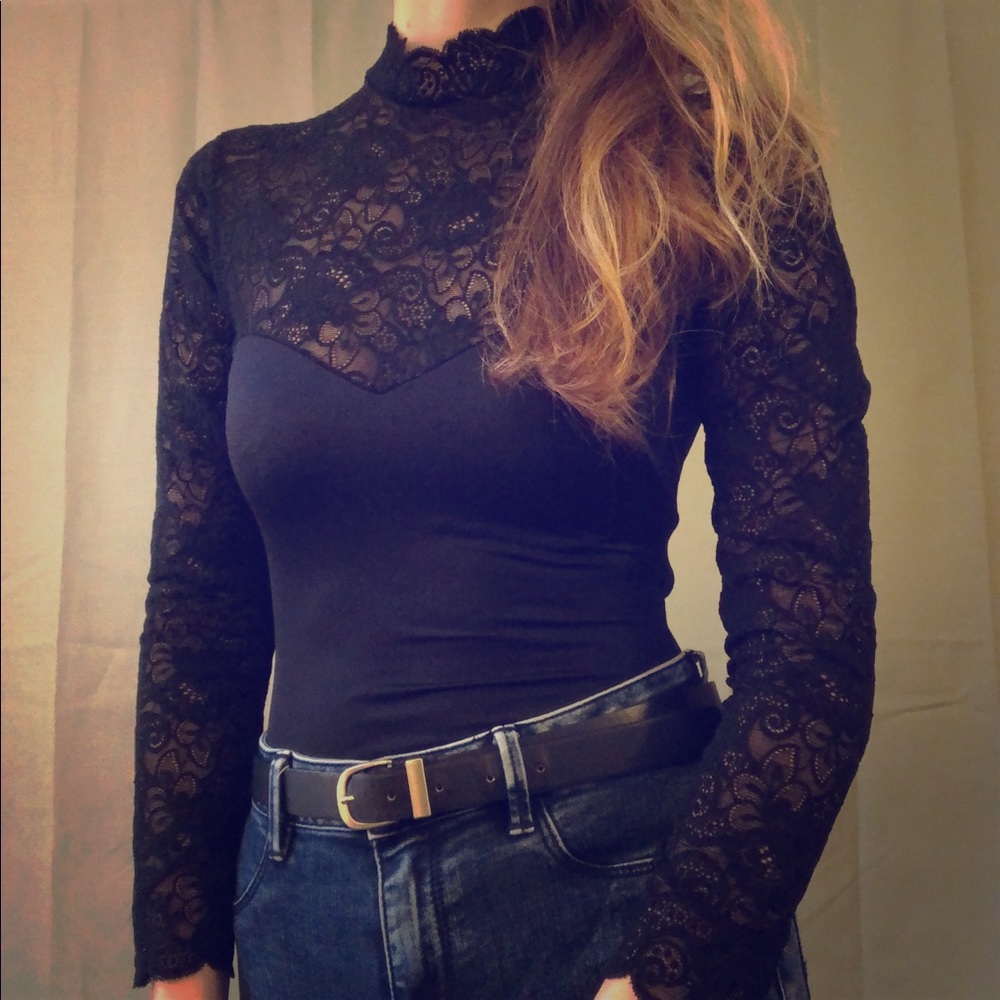 Sexy Black Lace Bodysuit